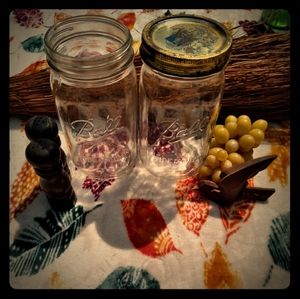 Two Large Vintage Wide Mouth Mason Jars